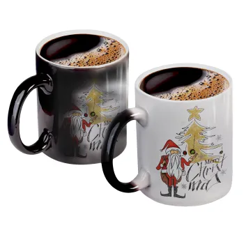 Santa Claus gold, Color changing magic Mug, ceramic, 330ml when adding hot liquid inside, the black colour desappears (1 pcs)