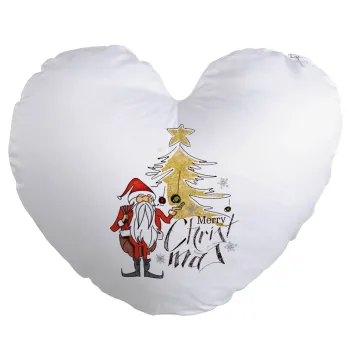 Santa Claus gold, Μαξιλάρι καναπέ καρδιά 40x40cm περιέχεται το  γέμισμα