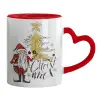 Mug heart red handle, ceramic, 330ml