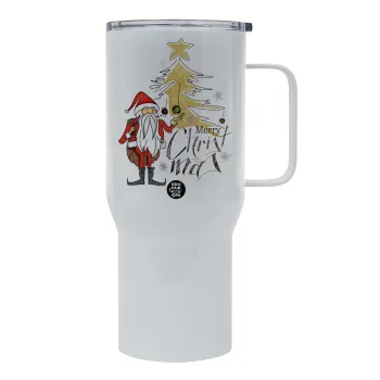 Santa Claus gold, Mega Stainless steel Tumbler with lid, double wall 750L