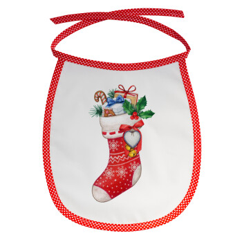 Xmas boot, Σαλιάρα μωρού αλέκιαστη με κορδόνι Κόκκινη