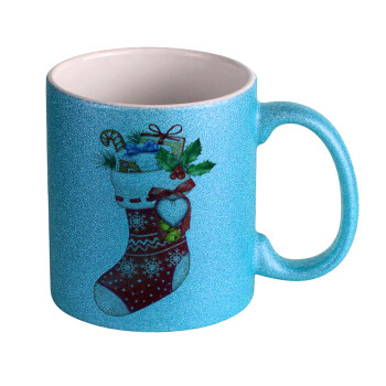 Xmas boot, Κούπα Σιέλ Glitter που γυαλίζει, κεραμική, 330ml