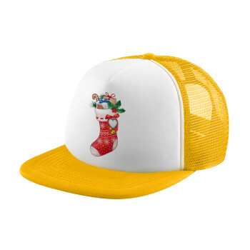 Xmas boot, Καπέλο Soft Trucker με Δίχτυ Κίτρινο/White 