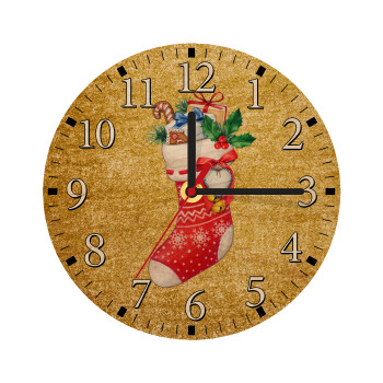 Xmas boot, Ρολόι τοίχου ξύλινο plywood (20cm)