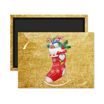 Xmas boot, Ορθογώνιο μαγνητάκι ψυγείου διάστασης 9x6cm