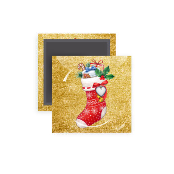 Xmas boot, Μαγνητάκι ψυγείου τετράγωνο διάστασης 5x5cm