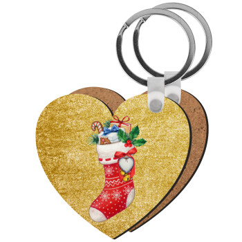 Xmas boot, Μπρελόκ Ξύλινο καρδιά MDF