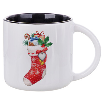 Xmas boot, Κούπα κεραμική 400ml Λευκή/Μαύρη