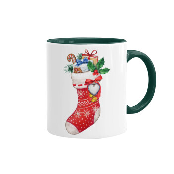 Xmas boot, Mug colored green, ceramic, 330ml