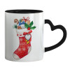 Mug heart black handle, ceramic, 330ml
