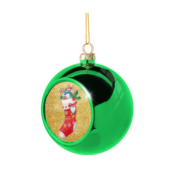 Xmas boot, Green Christmas tree ornament ball 8cm