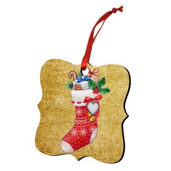 Xmas boot, Στολίδι Χριστουγεννιάτικο στολίδι polygon ξύλινο 7.5cm