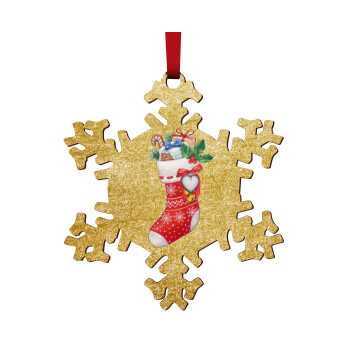 Xmas boot, Στολίδι Χριστουγεννιάτικο στολίδι νιφάδα ξύλινο 9cm