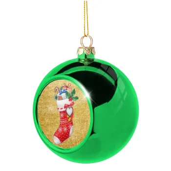 Xmas boot, Green Christmas tree ornament ball 8cm