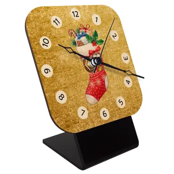 Xmas boot, Quartz Table clock in natural wood (10cm)