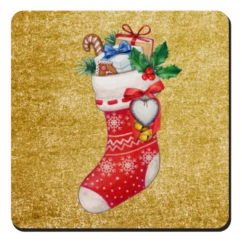 Xmas boot, Τετράγωνο μαγνητάκι ξύλινο 9x9cm