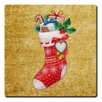 Xmas boot, Τετράγωνο μαγνητάκι ξύλινο 6x6cm