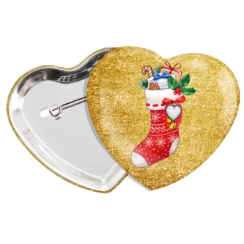 Xmas boot, Κονκάρδα παραμάνα καρδιά (57x52mm)