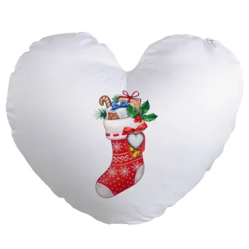 Xmas boot, Μαξιλάρι καναπέ καρδιά 40x40cm περιέχεται το  γέμισμα