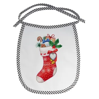 Xmas boot, Σαλιάρα μωρού αλέκιαστη με κορδόνι Μαύρη