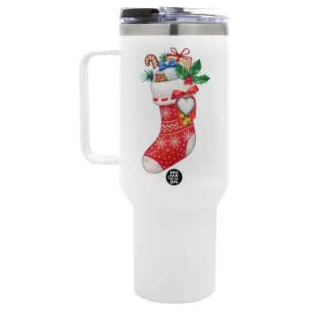 Xmas boot, Mega Tumbler με καπάκι, διπλού τοιχώματος (θερμό) 1,2L