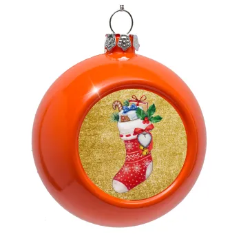 Xmas boot, Orange Christmas tree ornament bauble 8cm