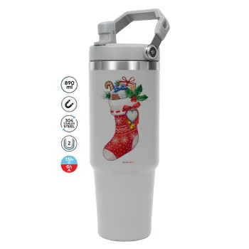 Xmas boot, ΓΚΡΙ χρώματος Θερμός Ανοξείδωτο 890ml (30oz) με χερούλι