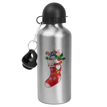 Xmas boot, Metallic water jug, Silver, aluminum 500ml
