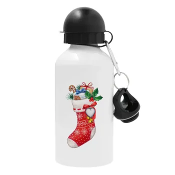 Xmas boot, Metal water bottle, White, aluminum 500ml
