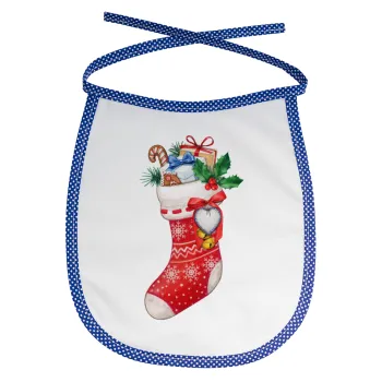 Xmas boot, Σαλιάρα μωρού αλέκιαστη με κορδόνι Μπλε