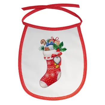 Xmas boot, Σαλιάρα μωρού αλέκιαστη με κορδόνι Κόκκινη