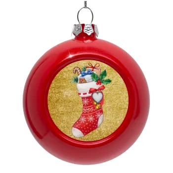 Xmas boot, Red Christmas tree ornament bauble 8cm