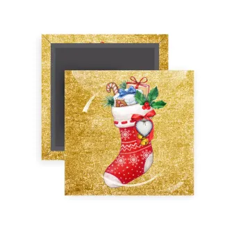 Xmas boot, Μαγνητάκι ψυγείου τετράγωνο διάστασης 5x5cm
