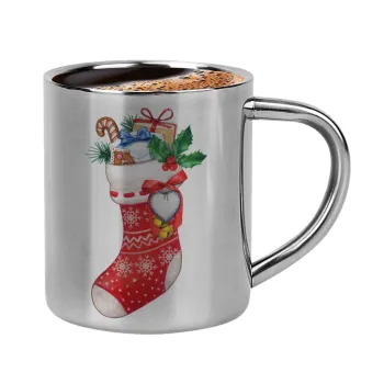 Xmas boot, Double-wall metal cup for espresso (220ml)