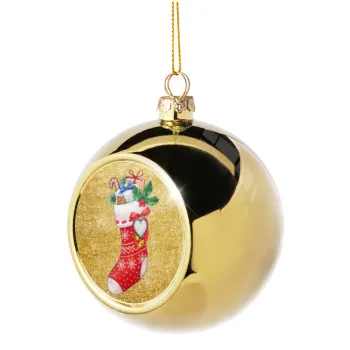 Xmas boot, Golden Christmas tree ball ornament 8cm