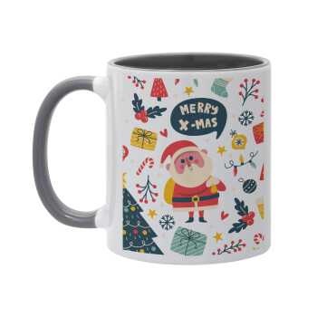 Merry x-mas pattern, Mug colored grey, ceramic, 330ml