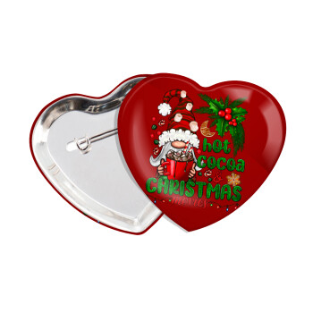 Hot cocoa and Christmas movies, Κονκάρδα παραμάνα καρδιά (57x52mm)