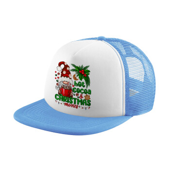 Hot cocoa and Christmas movies, Καπέλο παιδικό Soft Trucker με Δίχτυ ΓΑΛΑΖΙΟ/ΛΕΥΚΟ (POLYESTER, ΠΑΙΔΙΚΟ, ONE SIZE)