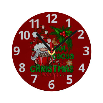 Hot cocoa and Christmas movies, Ρολόι τοίχου γυάλινο (20cm)