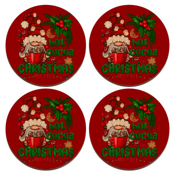 Hot cocoa and Christmas movies, ΣΕΤ x4 Σουβέρ ξύλινα στρογγυλά plywood (9cm)