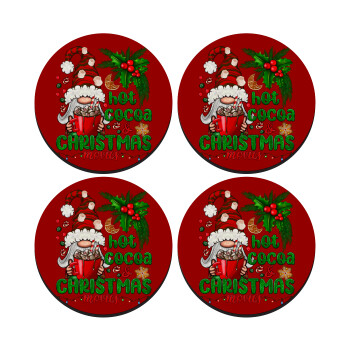 Hot cocoa and Christmas movies, SET of 4 round wooden coasters (9cm)