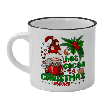 Hot cocoa and Christmas movies, Κούπα κεραμική vintage Λευκή/Μαύρη 230ml