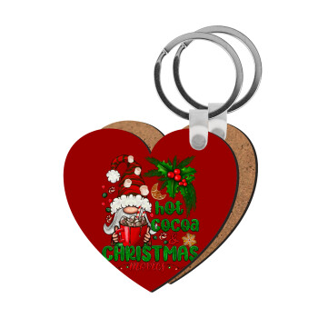 Hot cocoa and Christmas movies, Μπρελόκ Ξύλινο καρδιά MDF