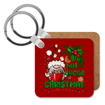Hot cocoa and Christmas movies, Μπρελόκ Ξύλινο τετράγωνο MDF