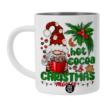 Hot cocoa and Christmas movies, BIG Mug Stainless steel double wall (450ml, White)