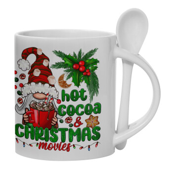Hot cocoa and Christmas movies, Κούπα, κεραμική με κουταλάκι, 330ml (1 τεμάχιο)