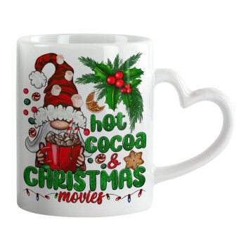 Hot cocoa and Christmas movies, Mug heart handle, ceramic, 330ml