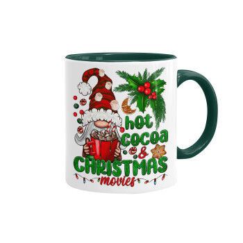 Hot cocoa and Christmas movies, Mug colored green, ceramic, 330ml