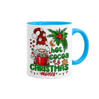 Hot cocoa and Christmas movies, Mug colored light blue, ceramic, 330ml