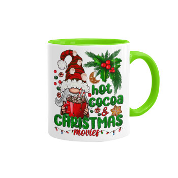 Hot cocoa and Christmas movies, Mug colored light green, ceramic, 330ml